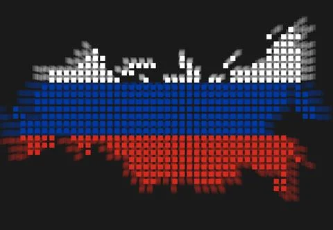Pixel map of Russia with the flag inside Stock Illustration