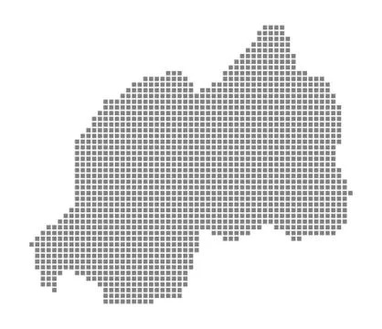 Pixel map of Rwanda. Vector dotted map of Rwanda isolated on white background イラスト素材