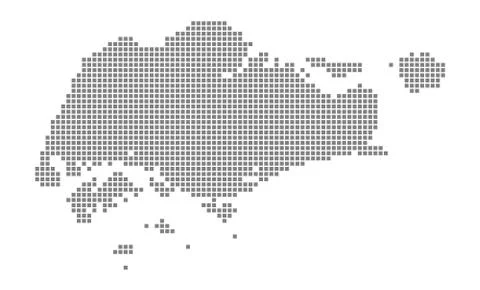 Pixel map of Singapore. Vector dotted map of Singapore isolated on white back Stock Illustration