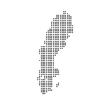 Pixel map of Sweden. Vector dotted map of Sweden isolated on white background 스톡 일러스트