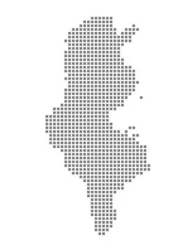 Pixel map of Tunisia. Vector dotted map of Tunisia isolated on white backgrou Illustrazione stock
