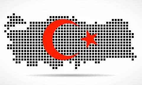 Pixel map of Turkey with the flag inside Stock Illustration