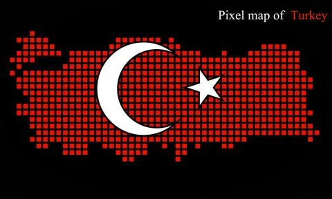 Pixel map of Turkey with the flag inside Stock Illustration