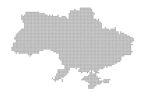 Pixel map of Ukraine. Vector dotted map of Ukraine isolated on white backgrou Stock Illustration