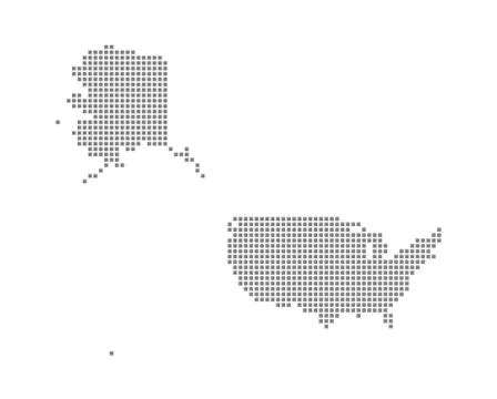 Pixel map of USA Mercator. Vector dotted map of USA Mercator isolated on whit Illustrazione stock