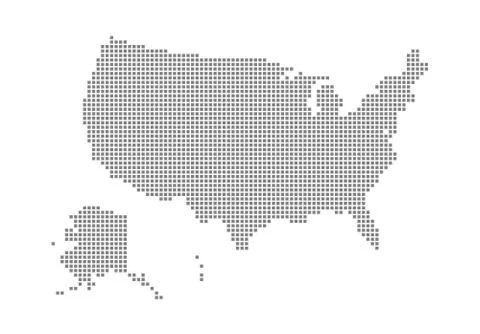Pixel map of USA. Vector dotted map of USA isolated on white background. Abst Stock Illustration