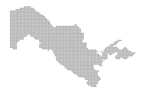Pixel map of Uzbekistan. Vector dotted map of Uzbekistan isolated on white ba イラスト素材