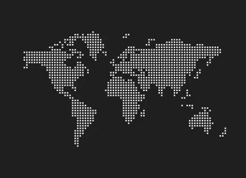 Pixel map of world. Vector illustration. Illustrazione stock