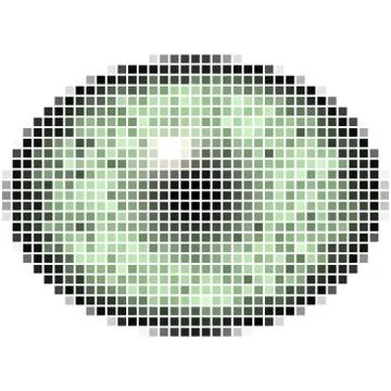 Pixel maping of elliptic green eye. Bright iris, light reflection in eye Stock Illustration