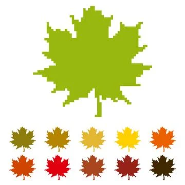 Pixel maple leaf Stock Illustration