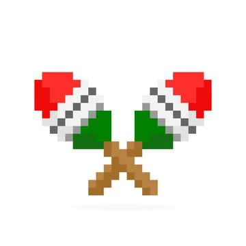 Pixel maraca image. Vector illustration of cross stitch pattern. イラスト素材