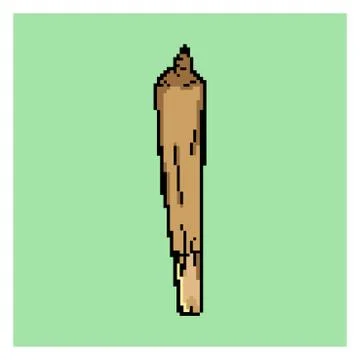 Pixel marijuana joint or spliff. Medical marijuana rolled cigarette. Pixel icon. Stock Illustration