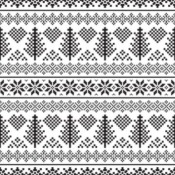 Pixel Merry Christmas ethnic Pattern with palm tree Stock Illustration
