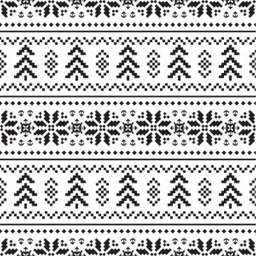 Pixel Merry Christmas ethnic Pattern with palm tree Stock Illustration