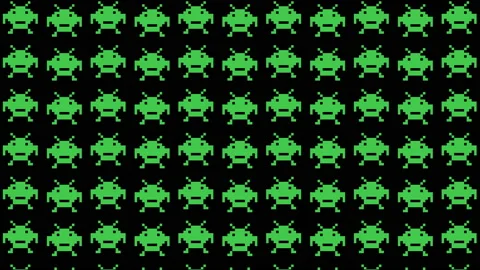 Pixel monster animated background patterns.4K video. Stock Footage 143557503