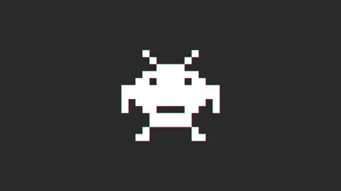 Pixel monster Glitch Modern Animation On Black Background. Stock Footage 166677868