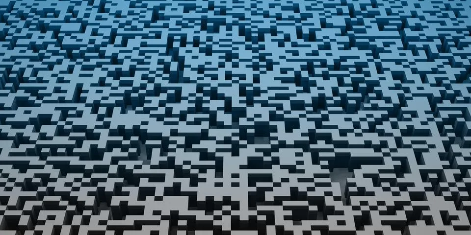 Pixel mosaic background grid abstract square texture geometry 3d illustration Stock Illustration