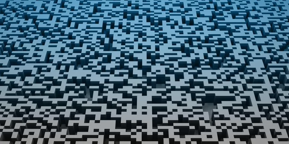 Pixel mosaic background grid abstract square texture geometry 3d illustration 스톡 일러스트
