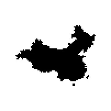 Pixel mosaic map of China. Halftone design. Vector illustration. 스톡 일러스트
