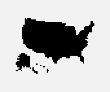 Pixel mosaic map of USA. Halftone design. Vector illustration. 스톡 일러스트
