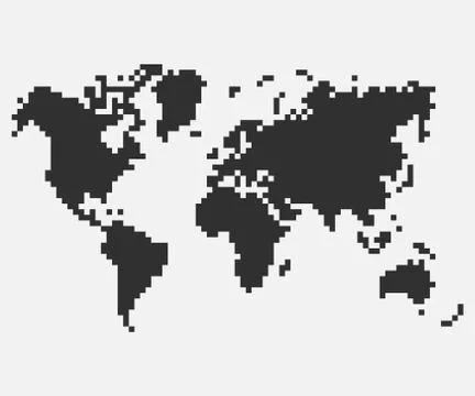 Pixel mosaic map of World. Halftone design. Vector illustration. Stock Illustration