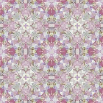 Pixel mosaic seamless pattern design, Repeat textile design. Fabric print Illustrazione stock