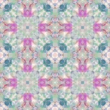 Pixel mosaic seamless pattern design, Repeat textile design. Fabric print Illustrazione stock