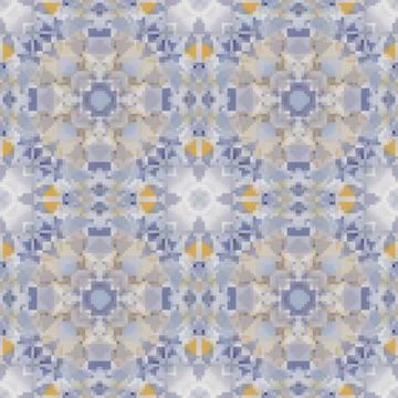 Pixel mosaic seamless pattern design, Repeat textile design. Fabric print Stock Illustration