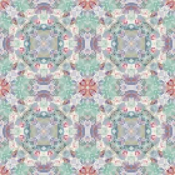 Pixel mosaic seamless pattern design, Repeat textile design. Fabric print イラスト素材