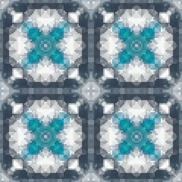 Pixel mosaic seamless pattern design, Repeat textile design. Fabric print Illustrazione stock