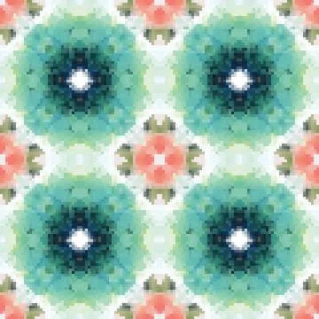 Pixel mosaic seamless pattern design, Repeat textile design. Fabric print 스톡 일러스트