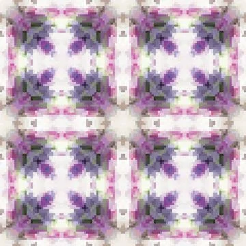 Pixel mosaic seamless pattern design, Repeat textile design. Fabric print Stock Illustration
