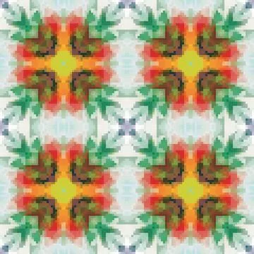 Pixel mosaic seamless pattern design, Repeat textile design. Fabric print Illustrazione stock