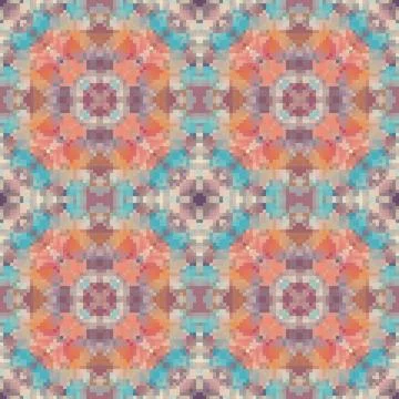 Pixel mosaic seamless pattern design, Repeat textile design. Fabric print Illustrazione stock