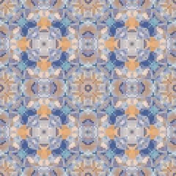 Pixel mosaic seamless pattern design, Repeat textile design. Fabric print イラスト素材