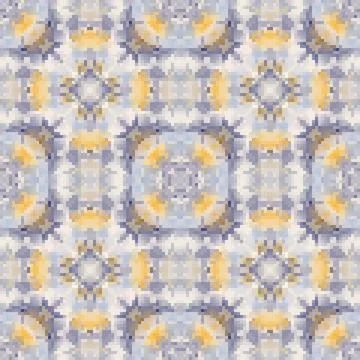 Pixel mosaic seamless pattern design, Repeat textile design. Fabric print Stock Illustration