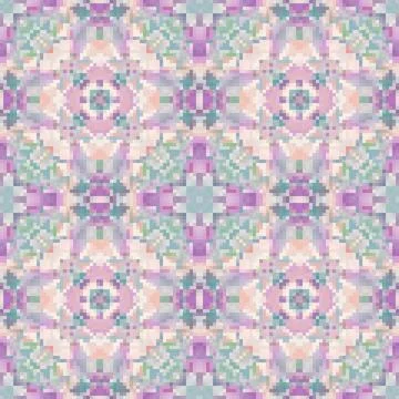 Pixel mosaic seamless pattern design, Repeat textile design. Fabric print Stock Illustration