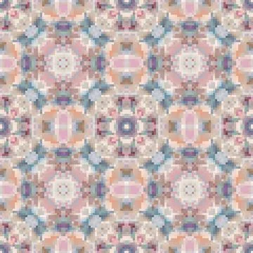 Pixel mosaic seamless pattern design, Repeat textile design. Fabric print Illustrazione stock