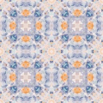 Pixel mosaic seamless pattern design, Repeat textile design. Fabric print Stock Illustration