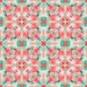 Pixel mosaic seamless pattern design, Repeat textile design. Fabric print Stock Illustration