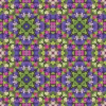 Pixel mosaic seamless pattern design, Repeat textile design. Fabric print Illustrazione stock