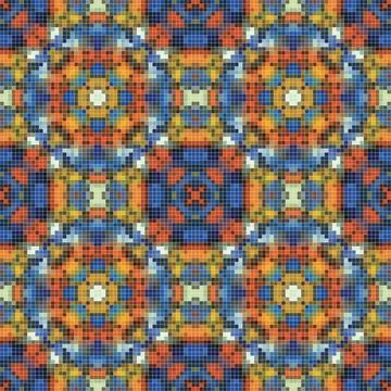 Pixel mosaic seamless pattern design, Repeat textile design. Fabric print Stock Illustration