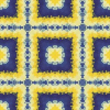Pixel mosaic seamless pattern design, Repeat textile design. Fabric print Illustrazione stock