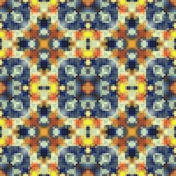 Pixel mosaic seamless pattern design, Repeat textile design. Fabric print Illustrazione stock