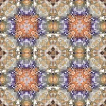 Pixel mosaic seamless pattern design, Repeat textile design. Fabric print Illustrazione stock