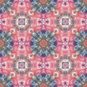 Pixel mosaic seamless pattern design, Repeat textile design. Fabric print Illustrazione stock