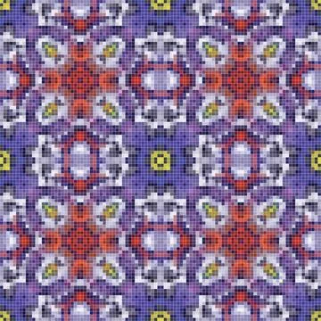 Pixel mosaic seamless pattern design, Repeat textile design. Fabric print 스톡 일러스트