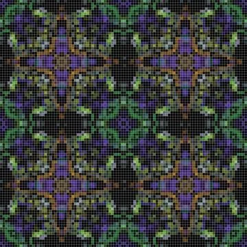 Pixel mosaic seamless pattern design, Repeat textile design. Fabric print 스톡 일러스트