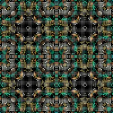 Pixel mosaic seamless pattern design, Repeat textile design. Fabric print Illustrazione stock