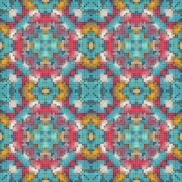 Pixel mosaic seamless pattern design, Repeat textile design. Fabric print Illustrazione stock